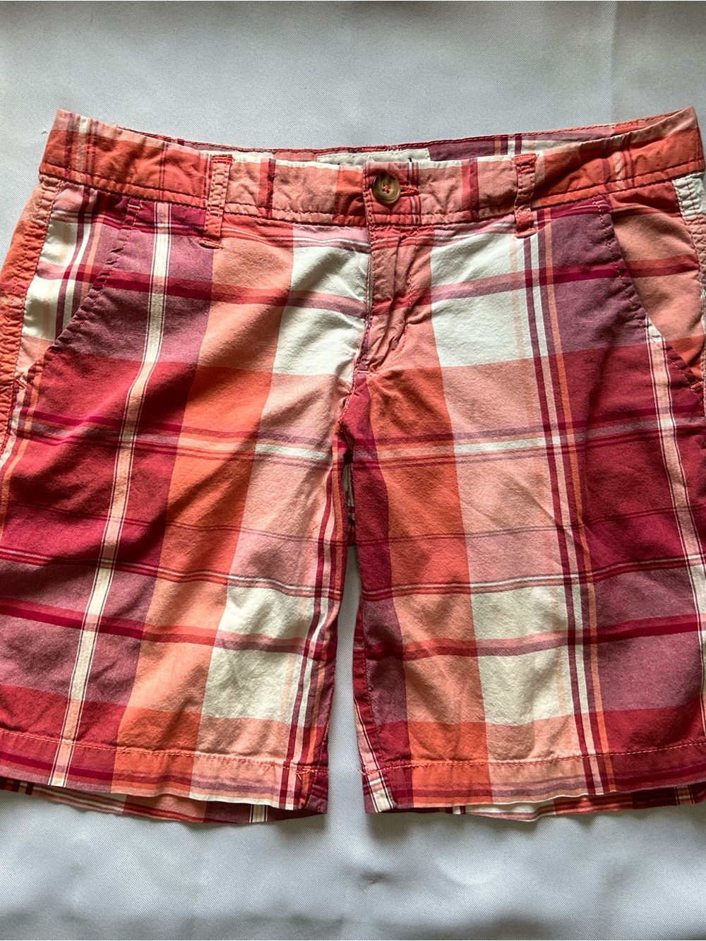 Aeropostale Pink Coral Plaid Stretch Shorts Summer Size 5/6